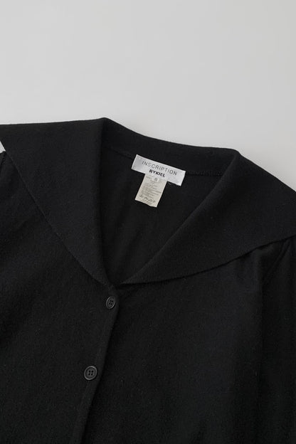 Italy black wool collar knit cardigan