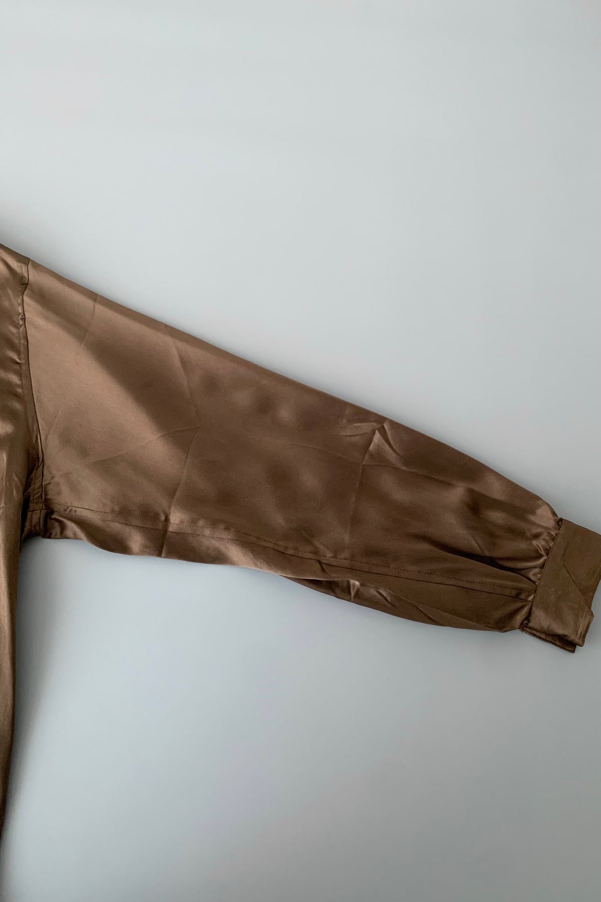 brown silk over sized shirt