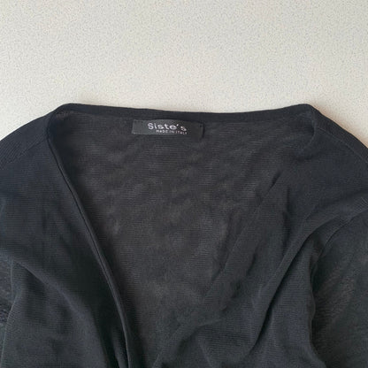 Italy black tulle wrap cardigan