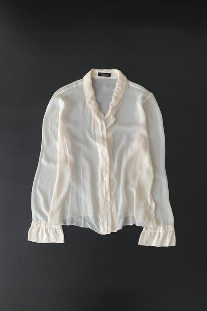 light beige silk see-through blouse