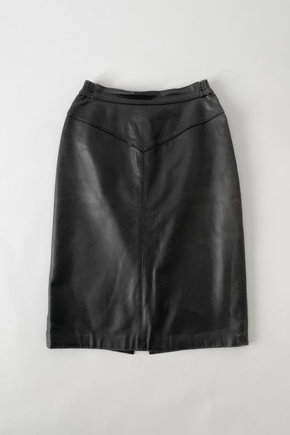 dark brown vintage leather skirt
