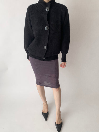 black big buttons over sized knit