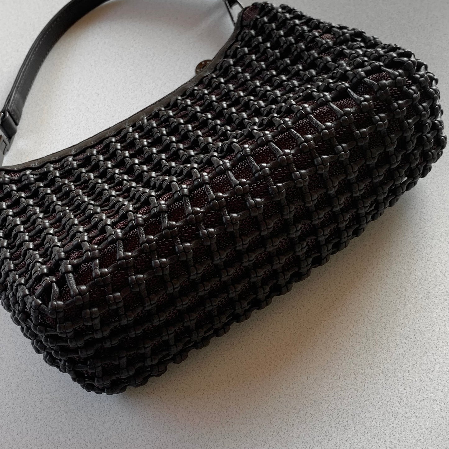 rattan motif mini bag
