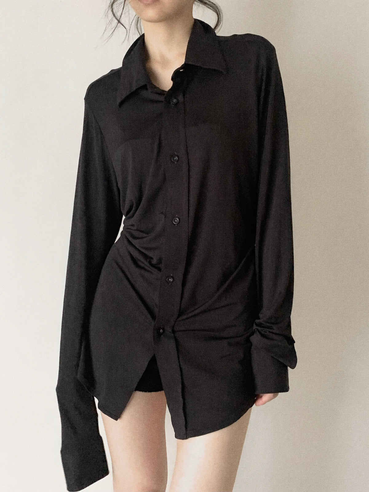 Italy black over sized long shirt