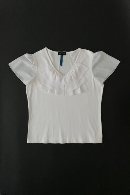 LANVIN white chiffon frill tops