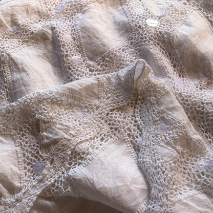 white crochet sequins skirt