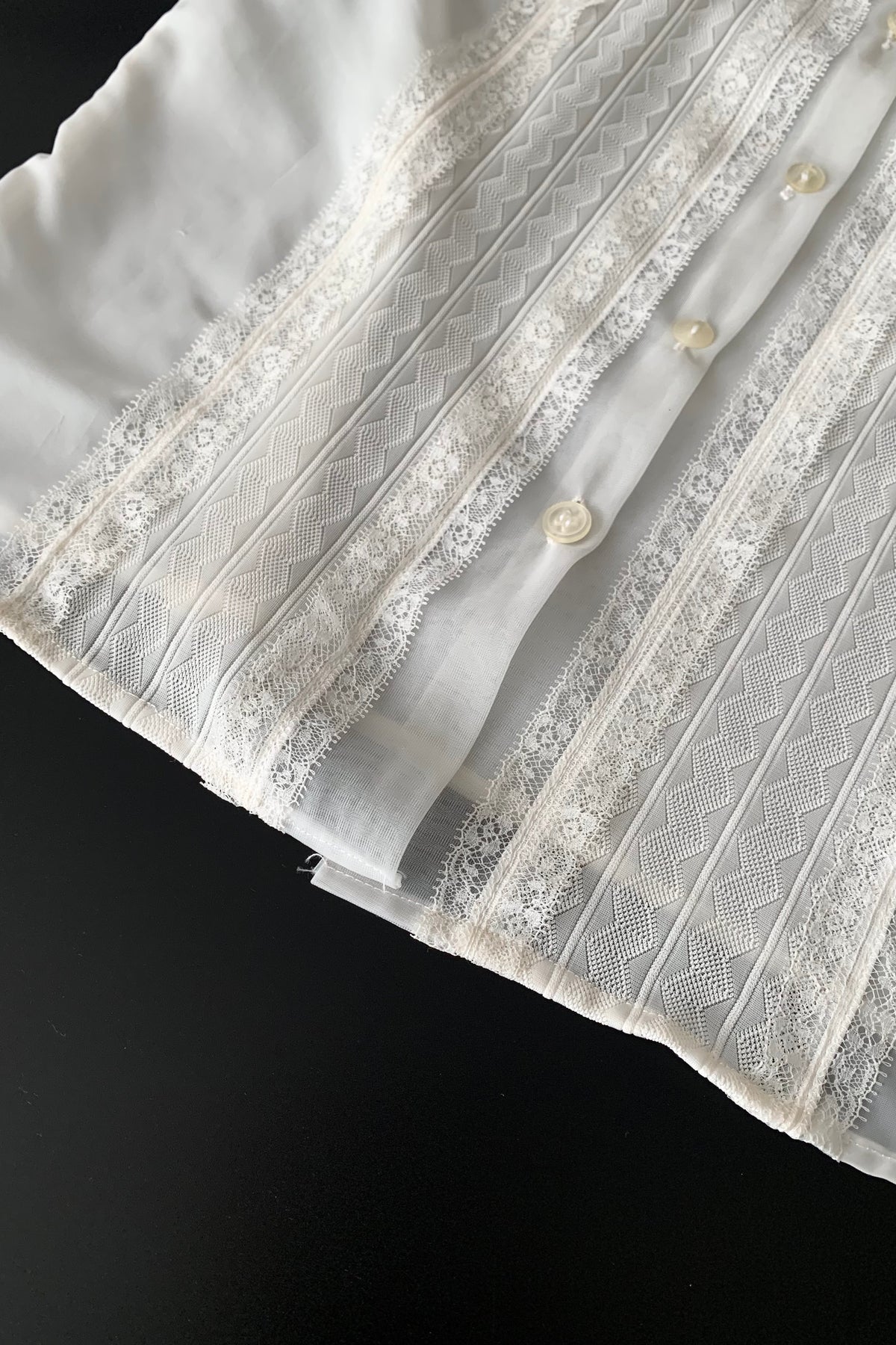 white multi buttons sheer chiffon  blouse