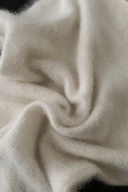 white angora fur knit tops