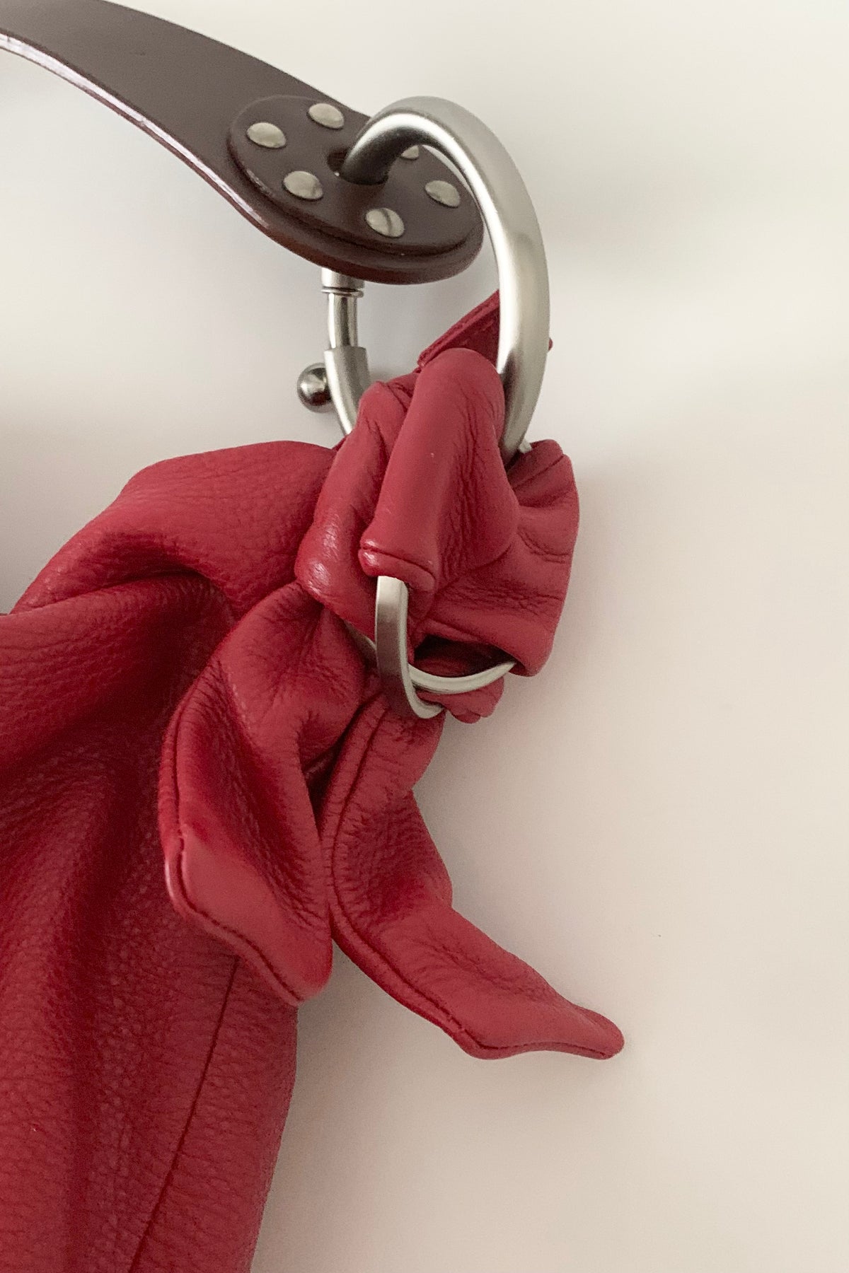 Italy red leather big size bag