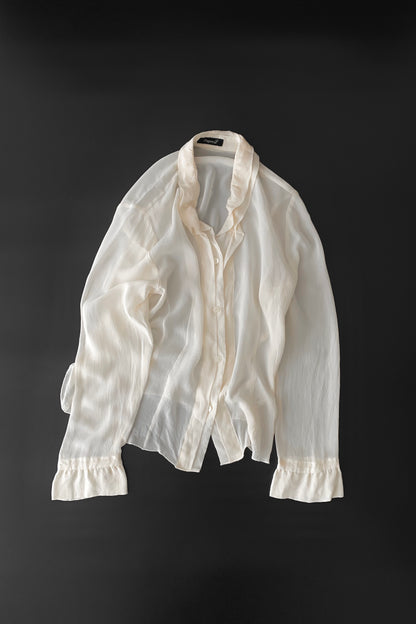 light beige silk see-through blouse