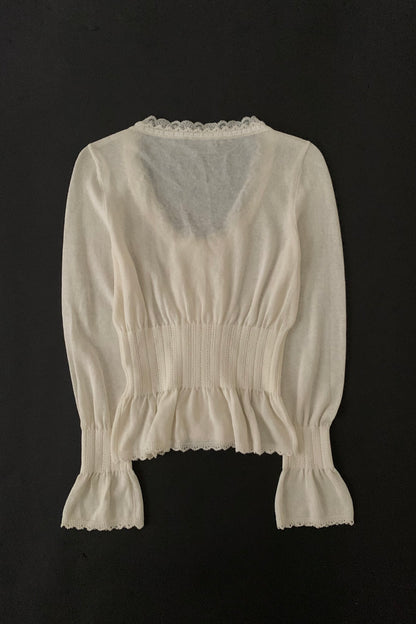 ivory frill knit cardigan