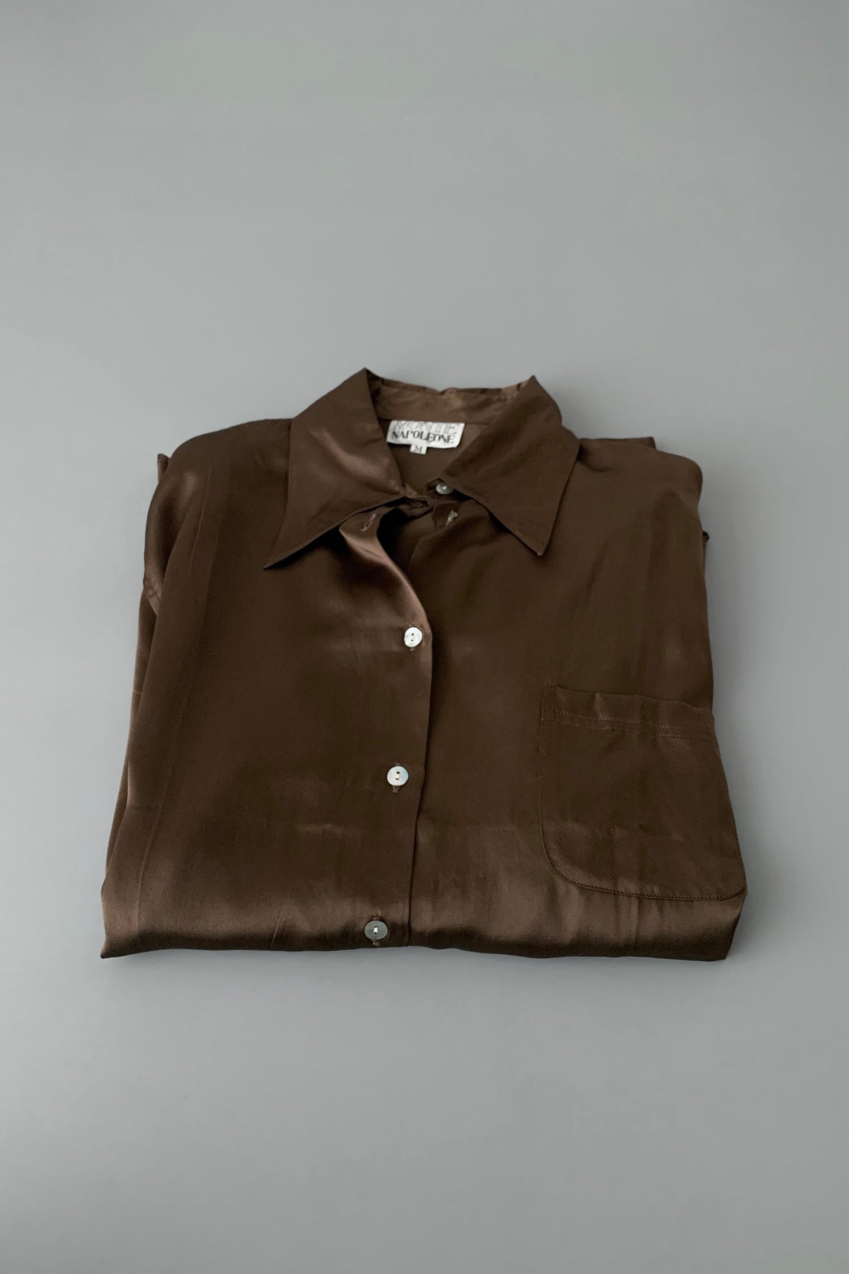 brown silk over sized shirt