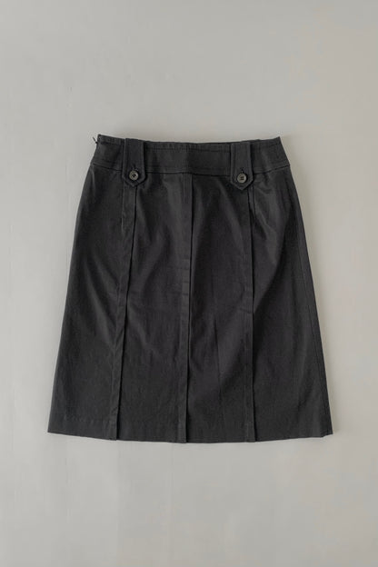 black waist buttons pleats skirt