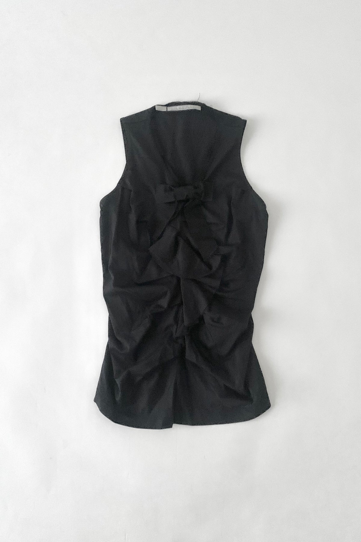 Italy black center ribbon tunic tops