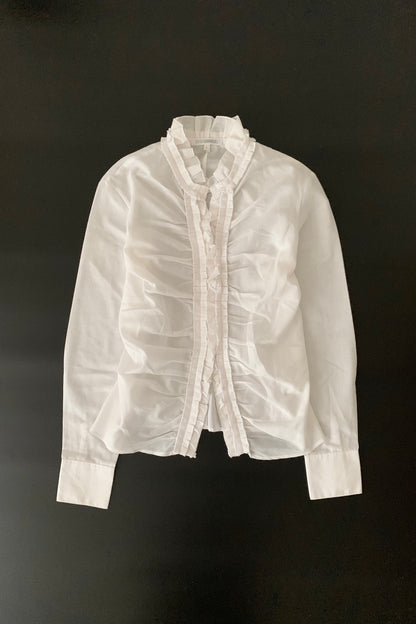 white centre frill blouse