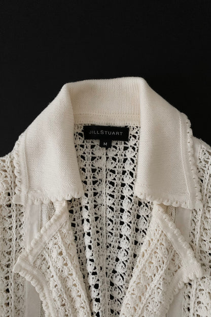 JILL STUART cream crochet cardigan