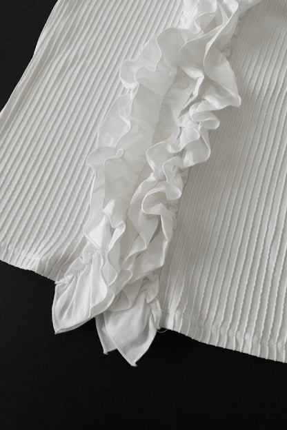 white frill stripe shirt blouse