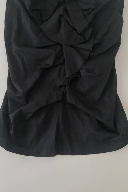 Italy black center ribbon tunic tops