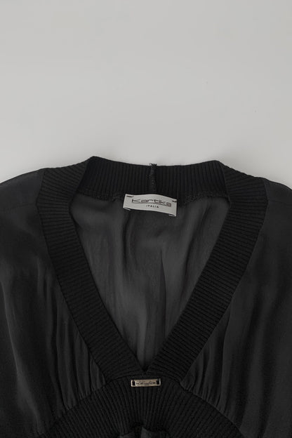 Italy black docking sheer tunic tops