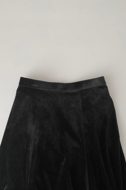 black velours flare skirt