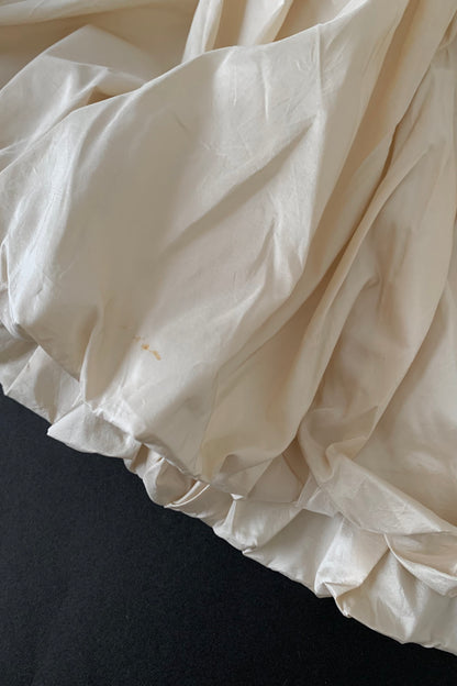 cream balloon flare silk skirt