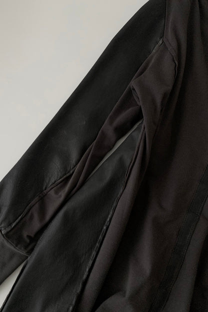 Italy dark gray leather docking coat