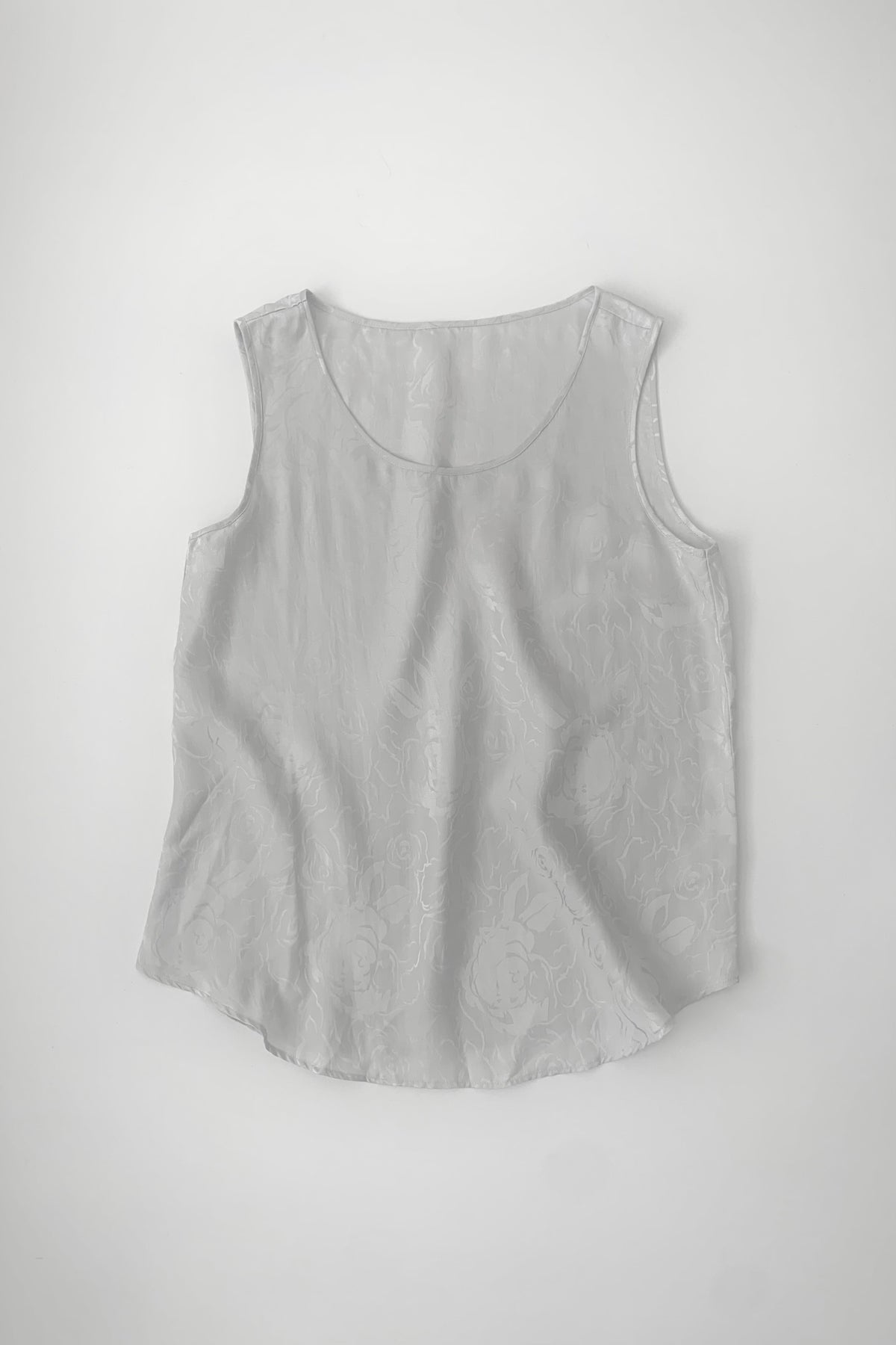 light gray silk rose tank top