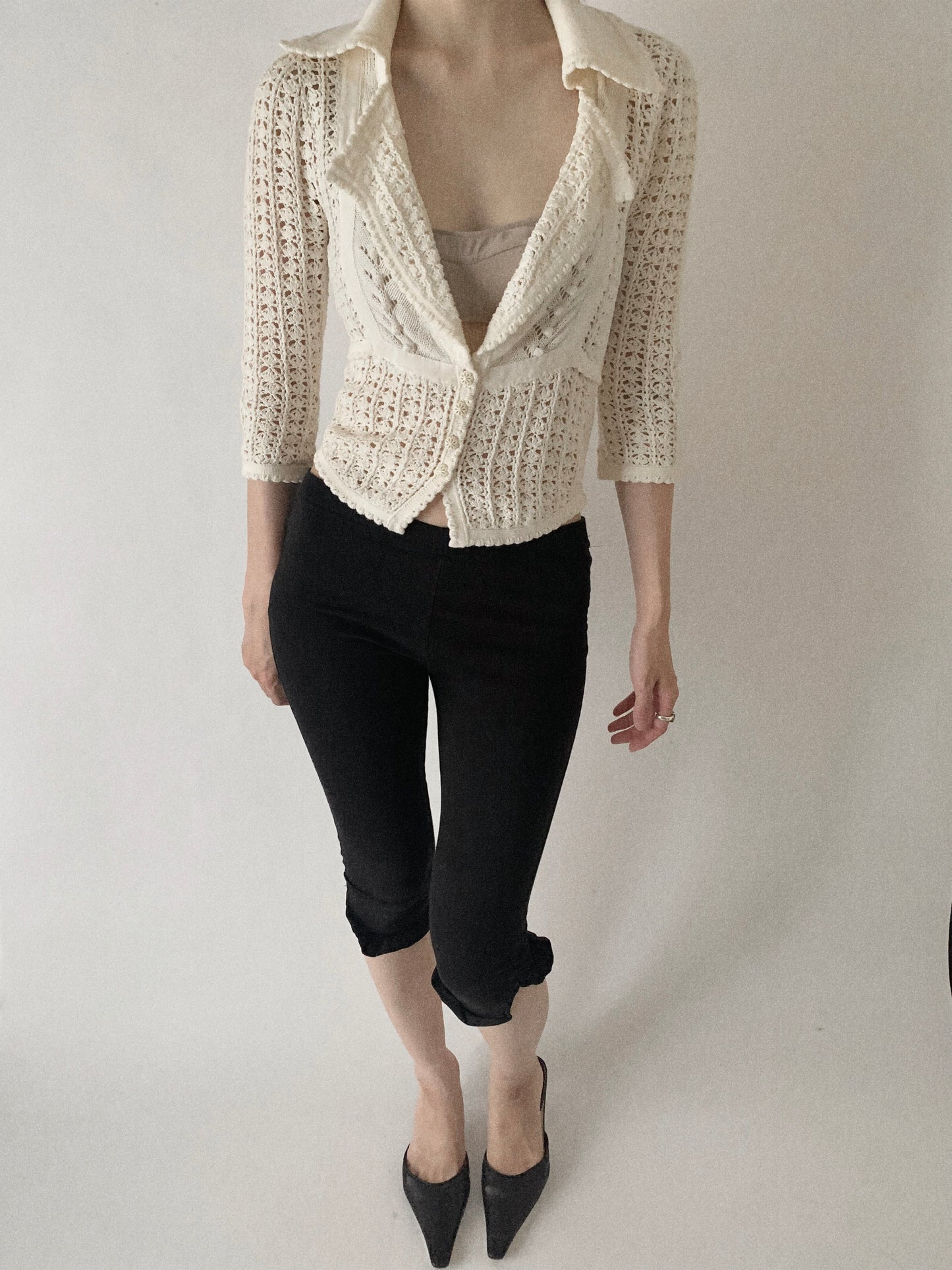 JILL STUART cream crochet cardigan