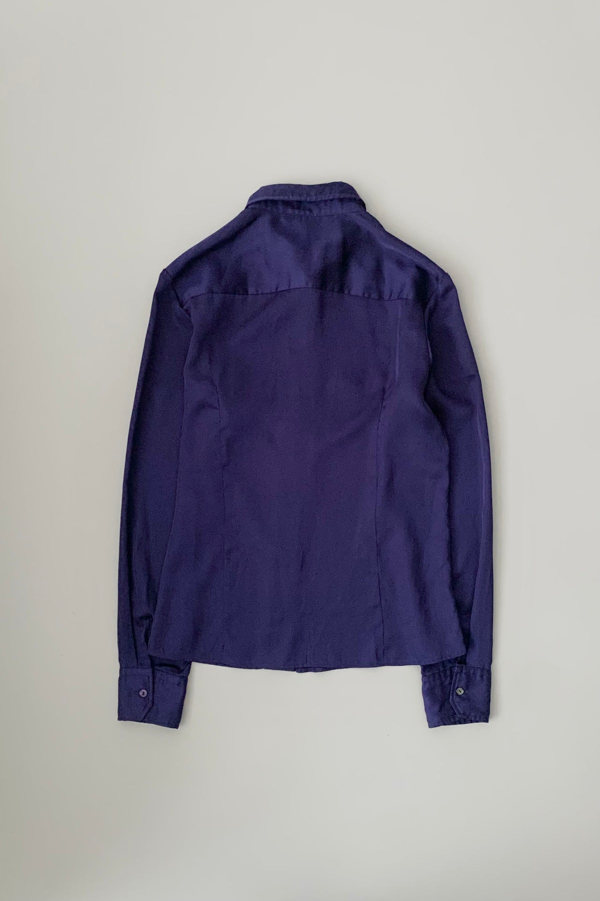 purple blue satin blouse