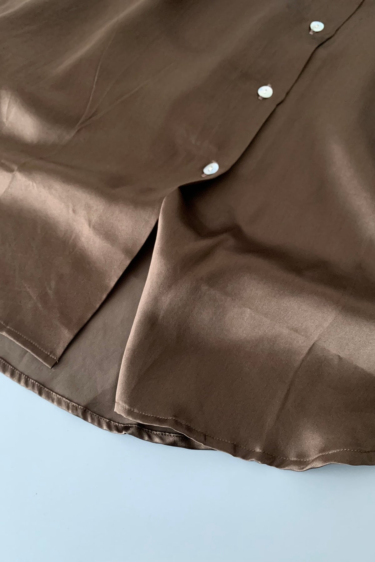 brown silk over sized shirt
