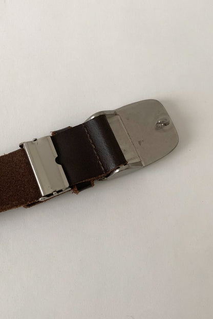 brown silver buckle belt