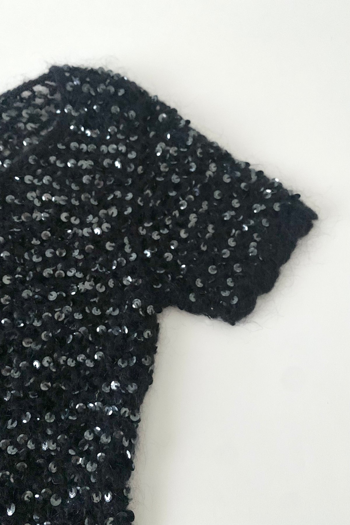 black mohair sequins knit tops