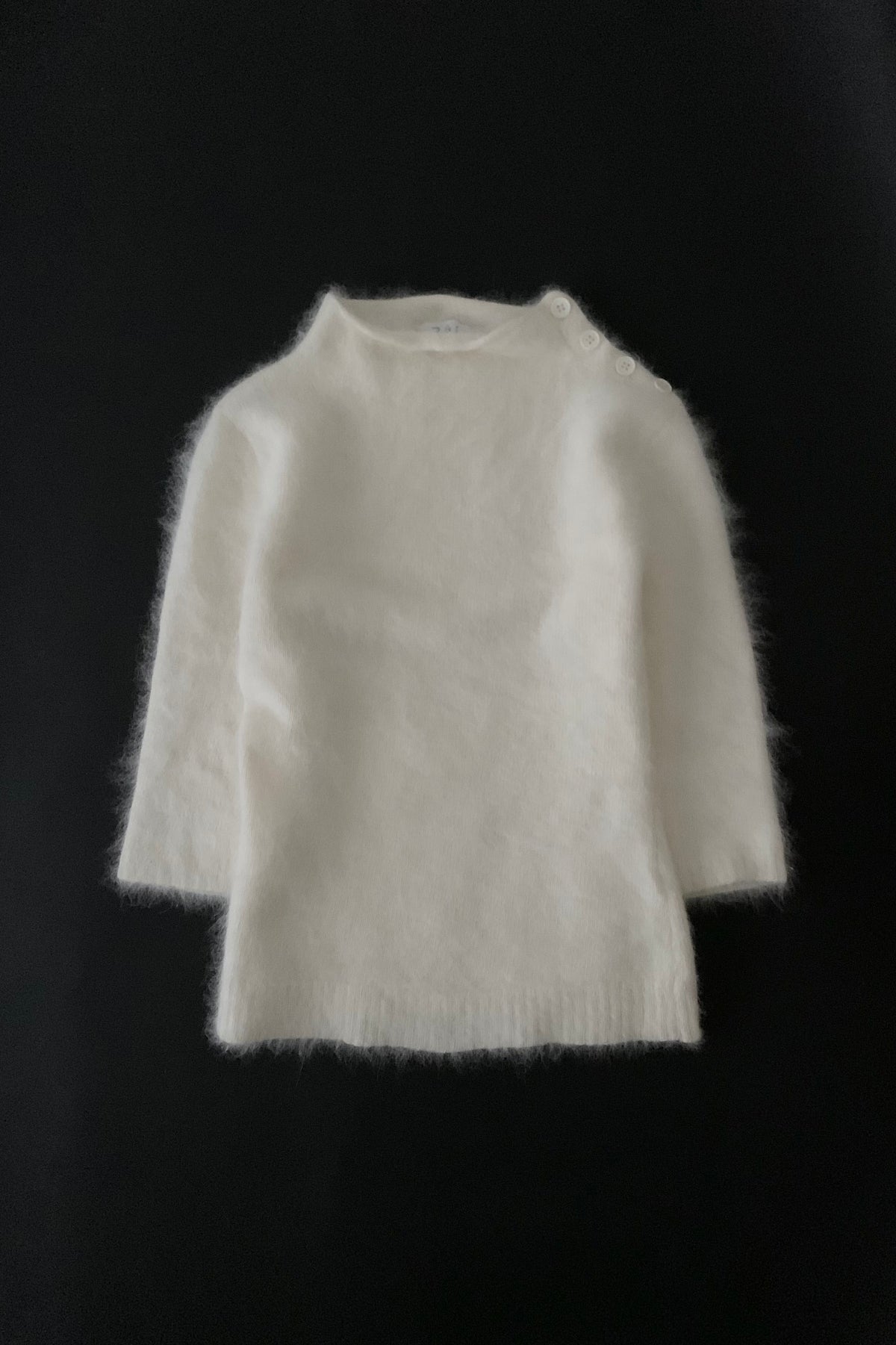 white angora fur knit tops
