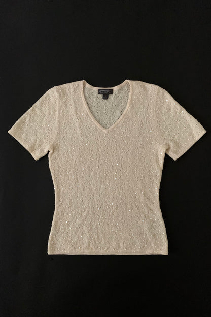 cream sequins kint wool tops