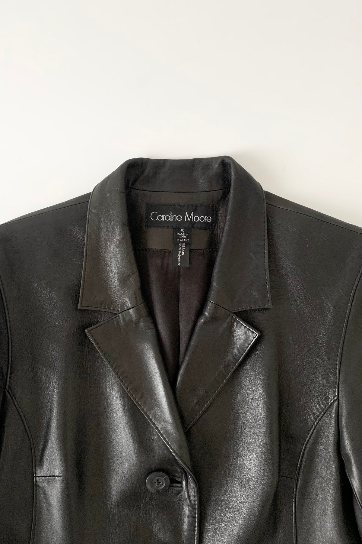 black aging leather coat