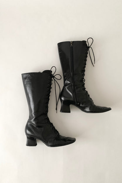 PRADA black lace up boots