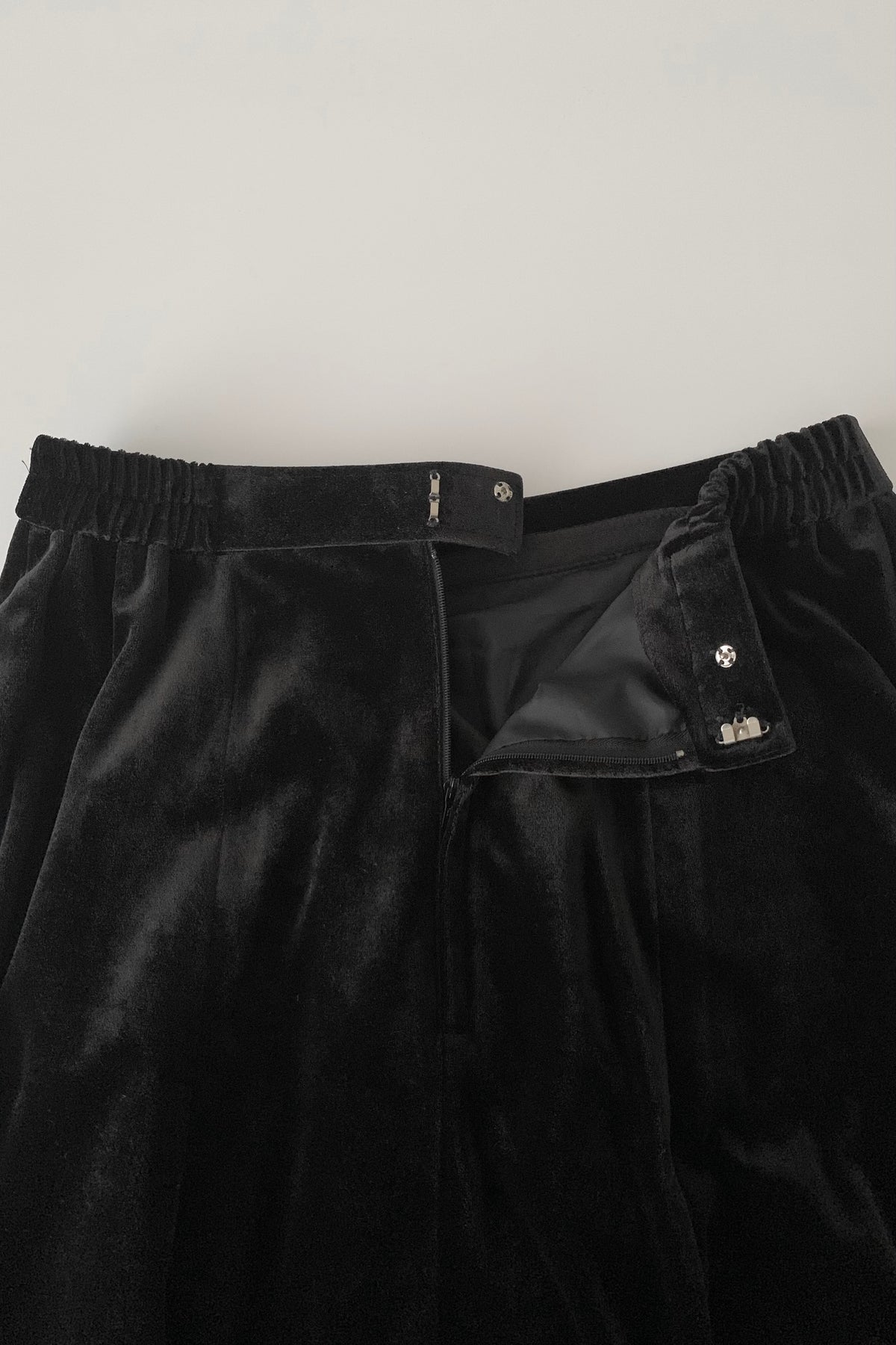 black velours flare skirt
