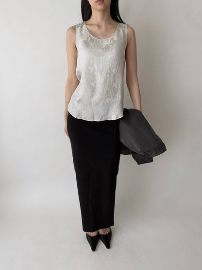 light gray silk rose tank top