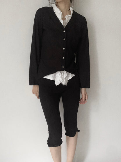 black shell buttons cardigan