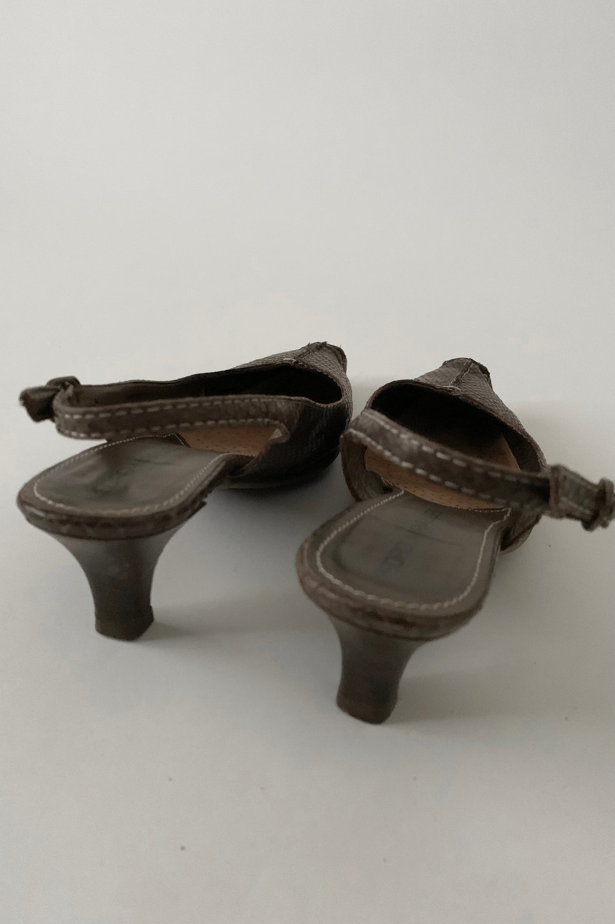 brown leather mule