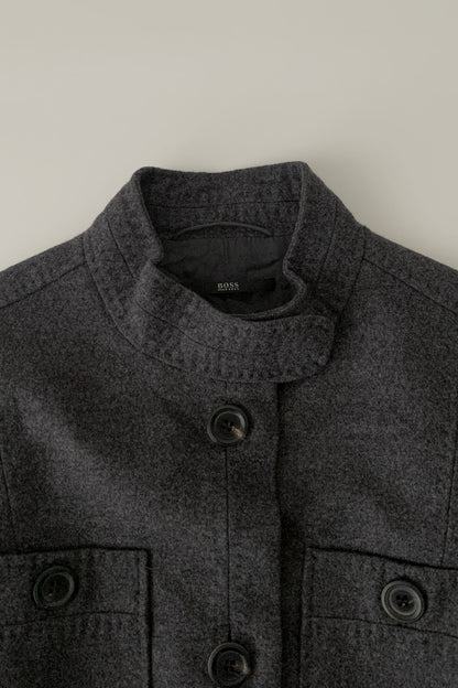 dark gray buttons design wool jacket