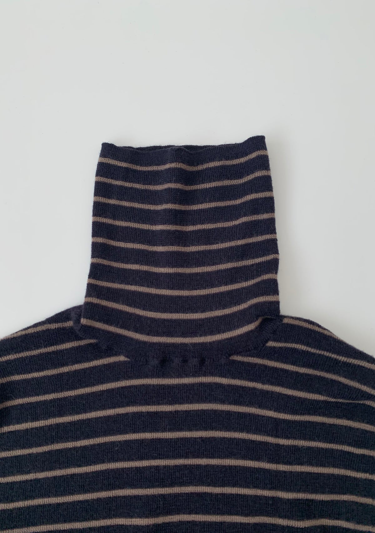 navy and beige stripe wool knit