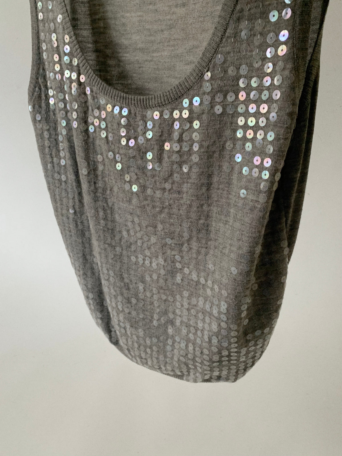 Salvatore Ferragamo gray sequins knit vest