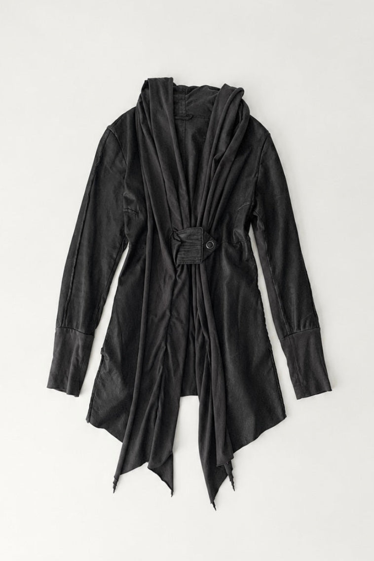 Italy dark gray leather docking coat