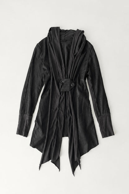 Italy dark gray leather docking coat