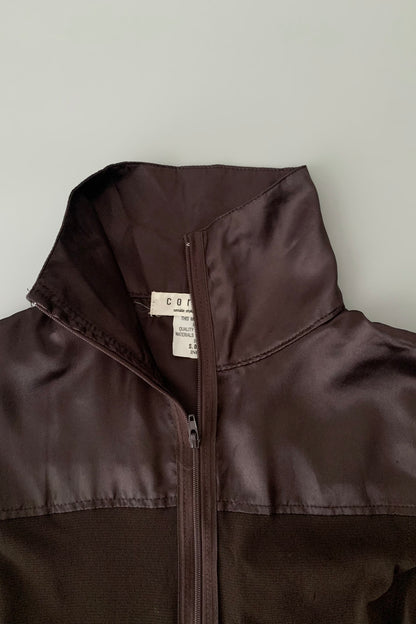 brown sheer & satin light jacket