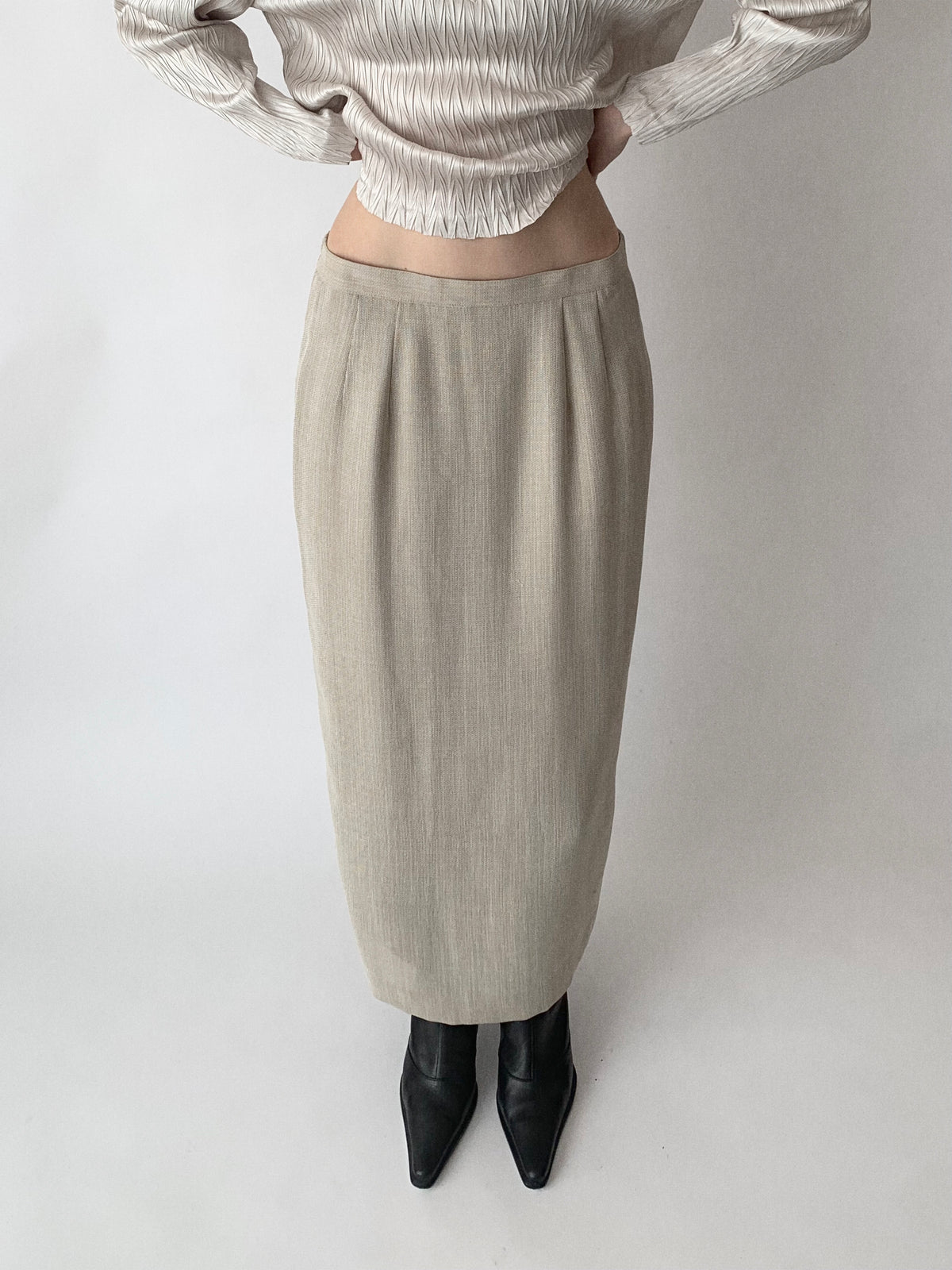 light beige long skirt