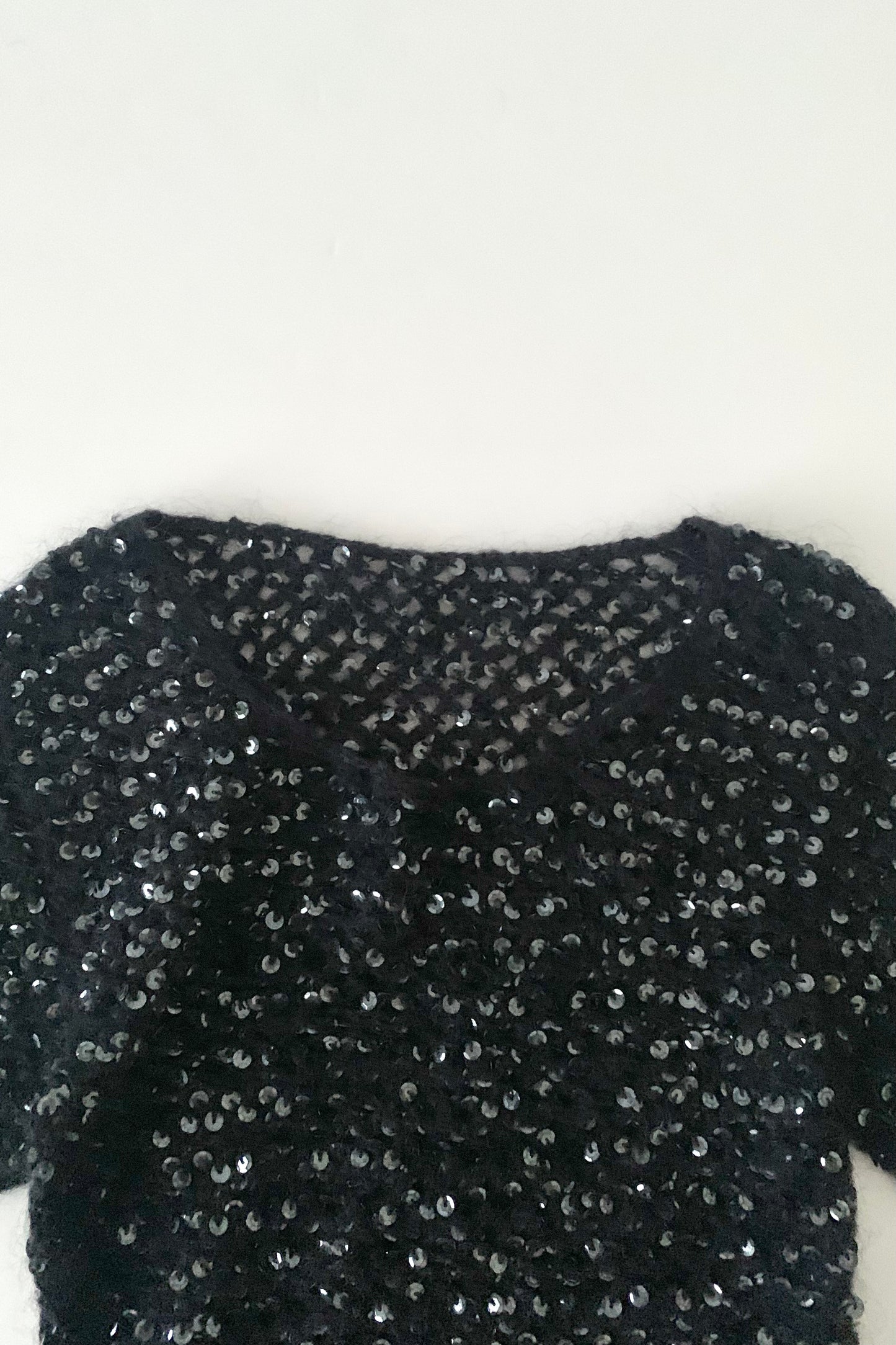 black mohair sequins knit tops