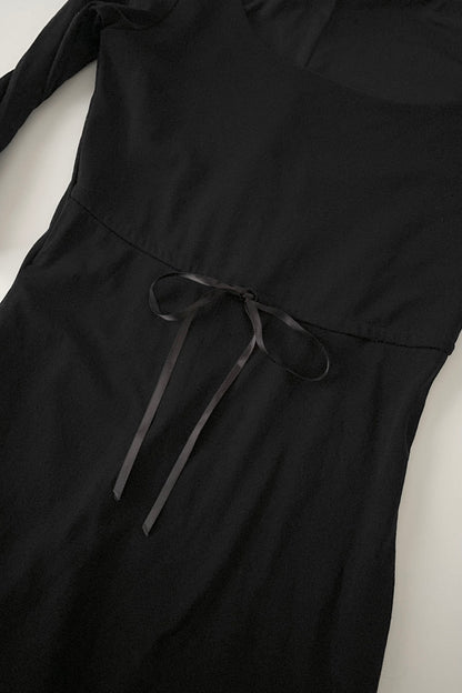 usa black waist ribbon dress