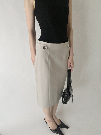 Burberry light beige side buttons skirt
